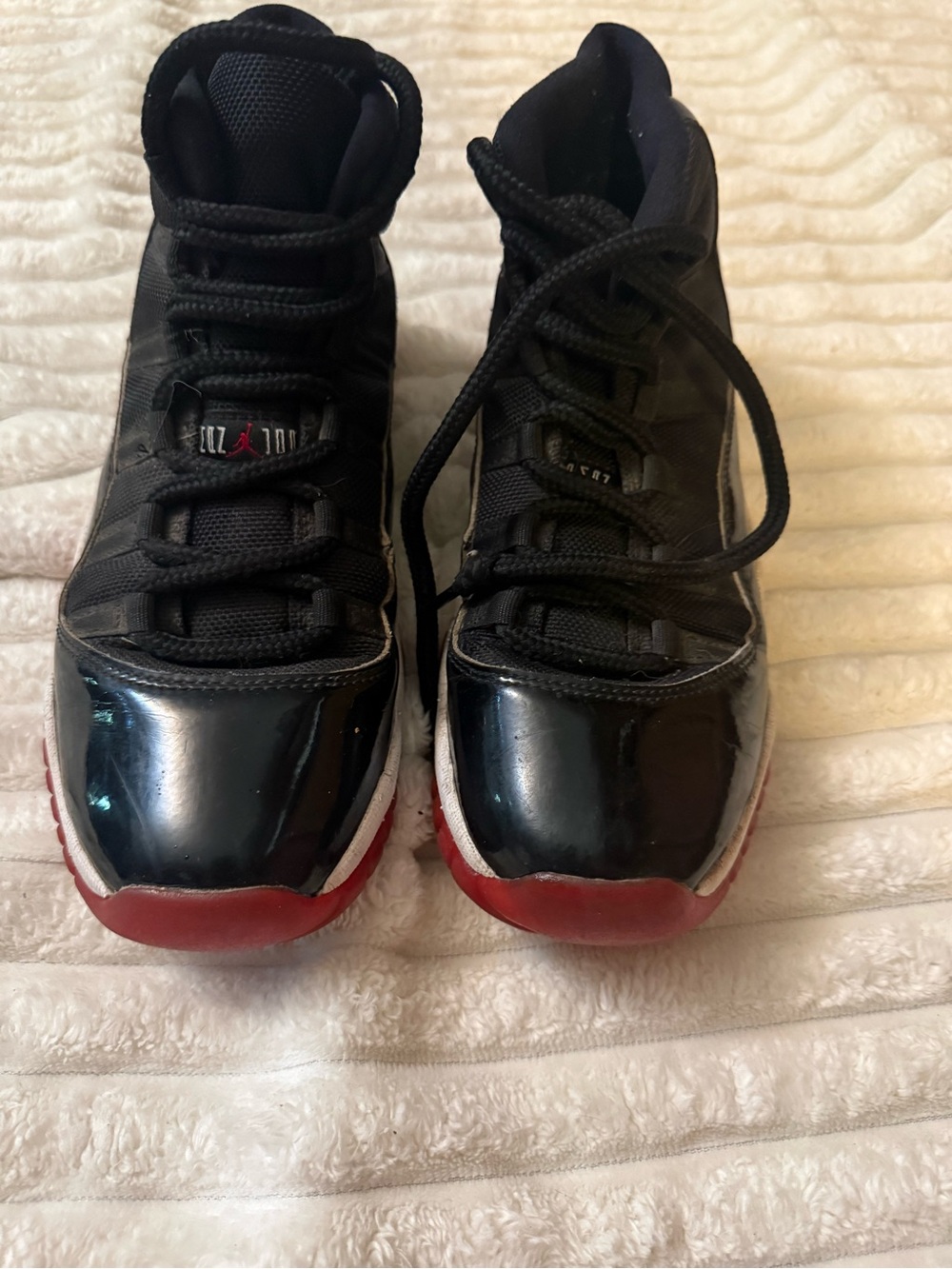 Jordan Youth Black and Red High-Top Sneakers